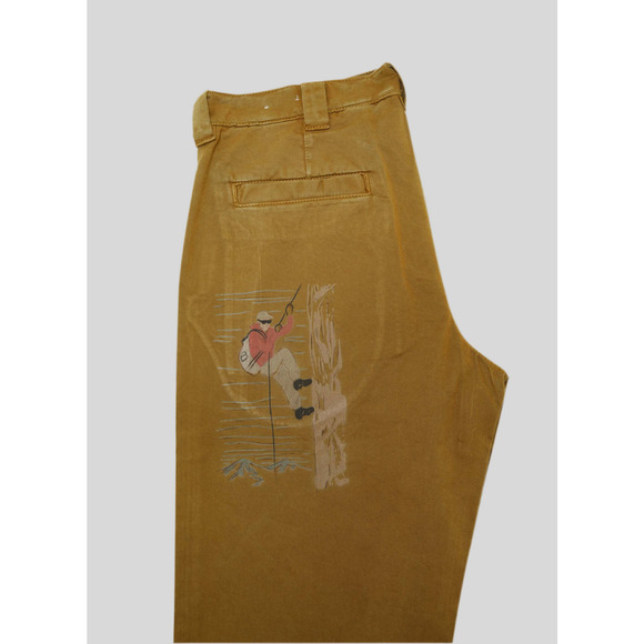 NWT P's PRESIDENT'S KHAKI GABARDINE PATCH EMBROIDERY PANTS Size 34 - Picture 3 of 9